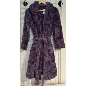 Plush Hooded Bath Robe - Purple